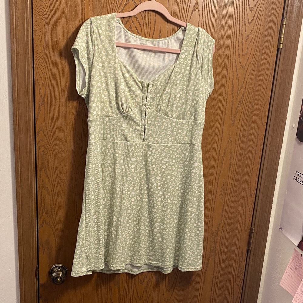 No Boundaries Light Green dress with flowers on it